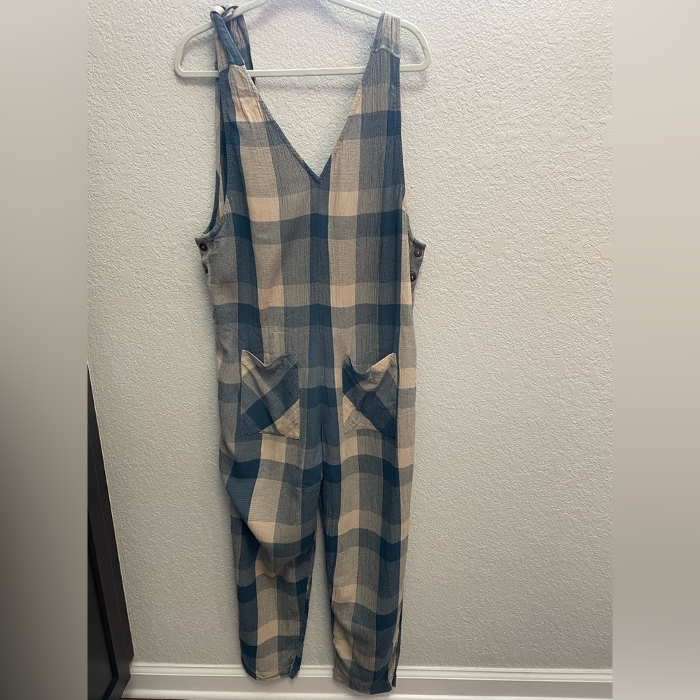 Free People Don’t You Want This Gingham Jumpsuit Sz L